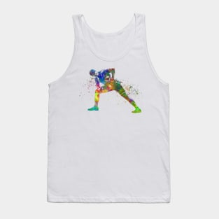 Young man practices fitness in watercolor Tank Top